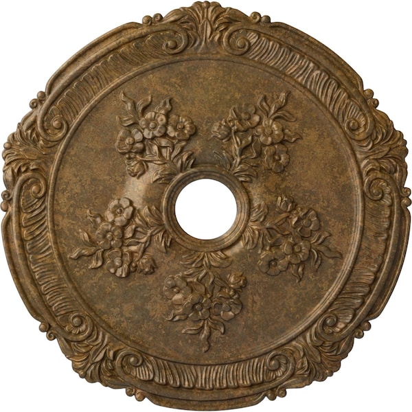 Ekena Millwork Attica with Rose Medallion (Canopies up to 4 1/2"), 26"OD x 3 3/4"ID x 1 1/2"P, Rubbed Bronze CM26ATRZS - main